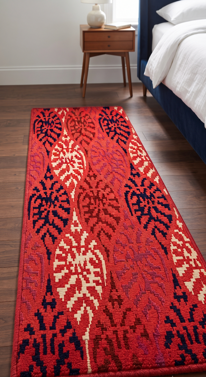 Bedside Runner - Crimson Ferns