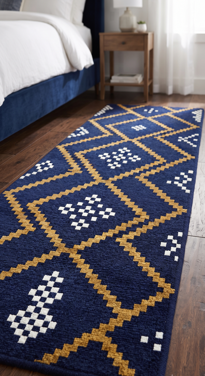 Bedside Runner - Midnight Grid