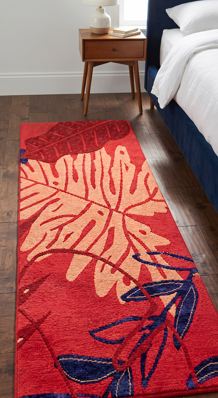 Bedside Runner - Coral Botanica