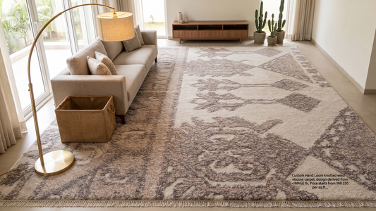 Hand Loom knotted-Surface-Wool-viscose