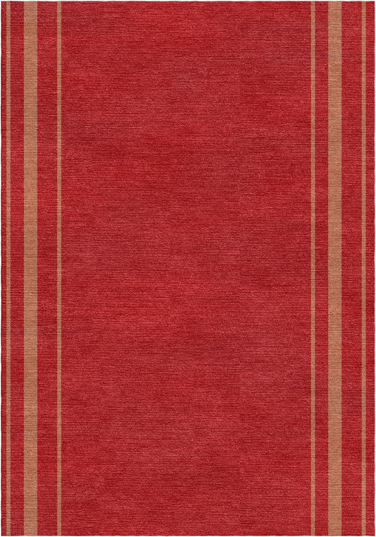 Handloom wool strips - Alfombra - Royal Maroon