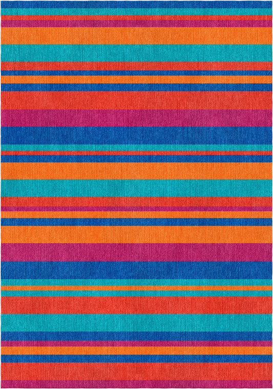 Handloom wool strips - Alfombra - Cobalt
