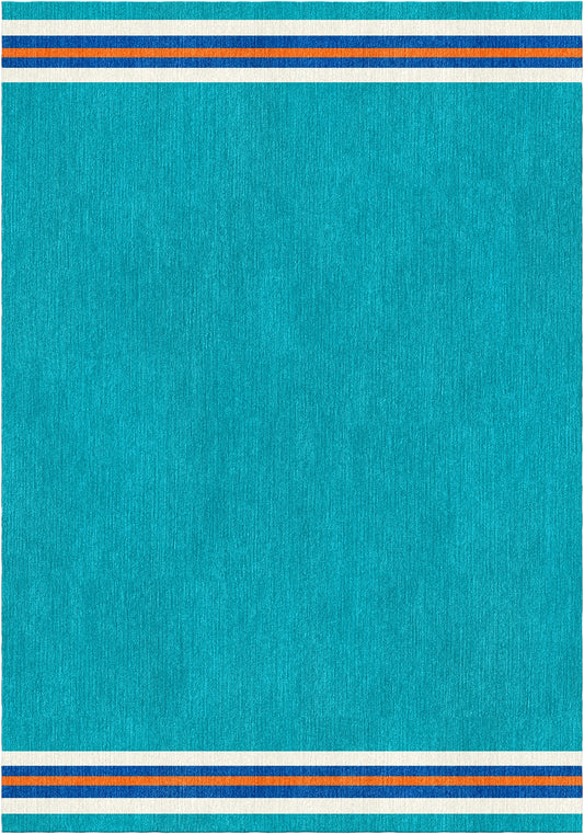 Handloom wool strips - Alfombra - Teal green