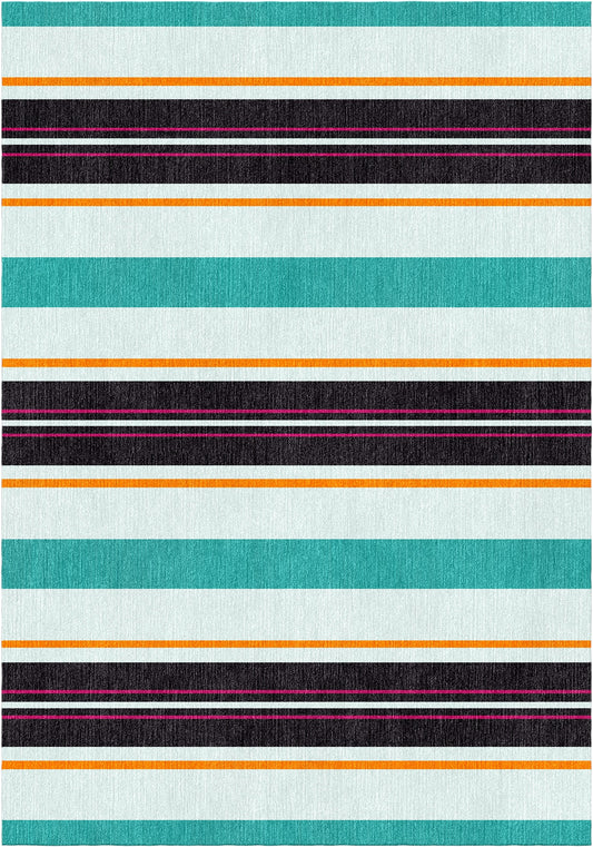 Handloom wool strips - Alfombra - Blue Multi