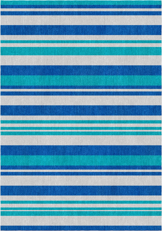 Handloom wool strips - Alfombra - Steel Blue