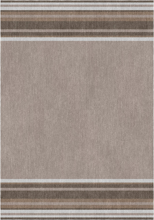 Handloom wool strips - Alfombra - Zinc