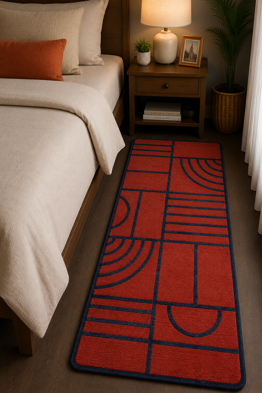 Bedside Runner - Red and Black Geometric